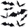 thumbnail image 1 of 12pcs Halloween 3d Bats Decoration, 4 Different Sizes Realistic Pvc Scary Black Bat Sticker For Home Decor, 1 of 5