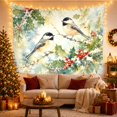 thumbnail image 3 of Nature Capped Chickadees with Perched Snow Dusted Branches, Mystical Fantasy for Space Lovers, Galaxy Room Decor, Christmas Gift, Tapestry Wall Hanging for Bedroom and Dorm, 3 of 7