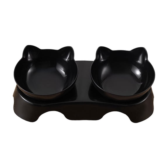 Cat Bowls, Cats Food Bowls Elevated Tilted, Anti Vomiting Cat Bowl for Puppy and Bunny, Orthopedic for Indoor Cats Black
