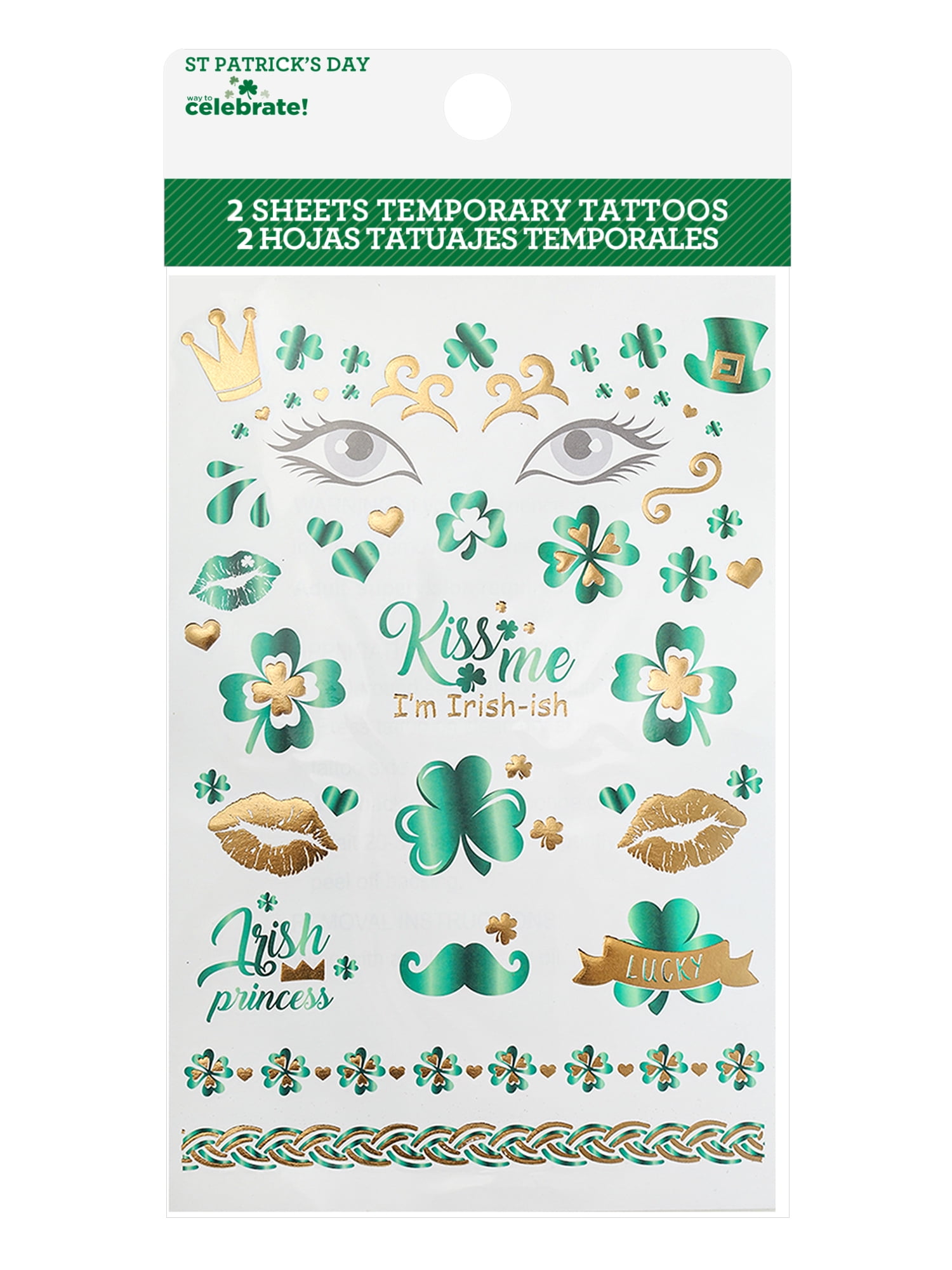Way to Celebrate St. Patrick's Day Face Tattoo Set, 2 Piece