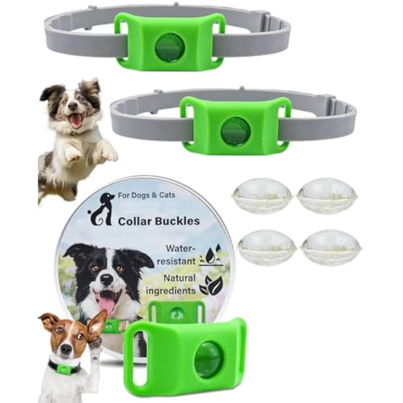 Clavya Tags for Dogs, Clavya Natural Collar for Dog, 4 Months Long Lasting Protection, Waterproof, Adjustable Size for Small Medium and Large Dogs (2 pcs)