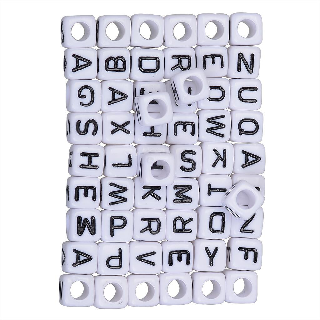 Plastic White 11mm Cube Alphabet Beads, Random Mix, (Horizontal Hole), -  Pony Bead Store