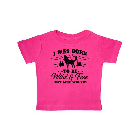 

Inktastic I was Born to be Wild and Free with Wolf and Mountains Gift Baby Boy or Baby Girl T-Shirt