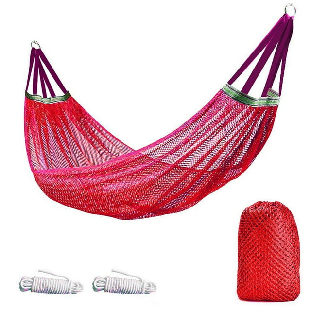 Hamac de Camping, Hamac en Maille de Nylon Super Doux et Respirant, Hamacs Portables Doubles et Simples, Accessoires de Camping pour Randonnée Intérieure et Extérieure, Sac à Dos, Jardin, Plage