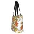 thumbnail image 4 of Easygdp Ducks and Flowers Stylish Canvas Handbag Shoulder Tote Bag, Shopping Bag with Zip, Suitable for Buying Groceries, Office, Fitness, 4 of 9