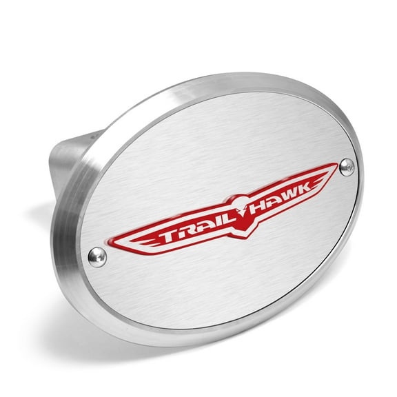 Jeep Trailhawk 3D Logo on Brushed Oval Billet Aluminum 2 inch Tow Hitch Cover