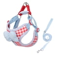 thumbnail image 2 of EGNMCR Checked Pet Strap And Leash Set Breathable Mesh Vests With Adjustable Straps Suitable For Small And Medium Cats And Dogs polyester harness leash, 2 of 7