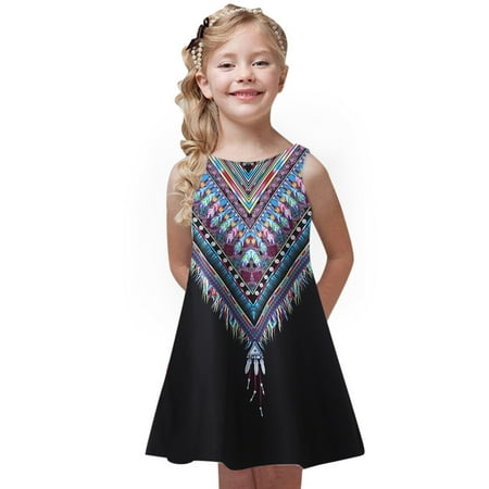 

Cathalem Princess Style Dress Dresses Dress Girls Princess Sleeveless Toddler Kids Baby Printing Summer Party Tie Lace Dress Dress Black 4-5 Years