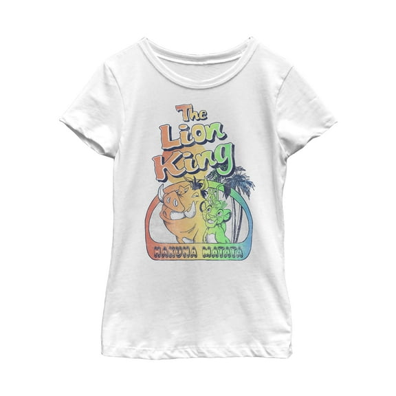 Girl's Lion King Retro Best Friend Frame Graphic Tee White Large