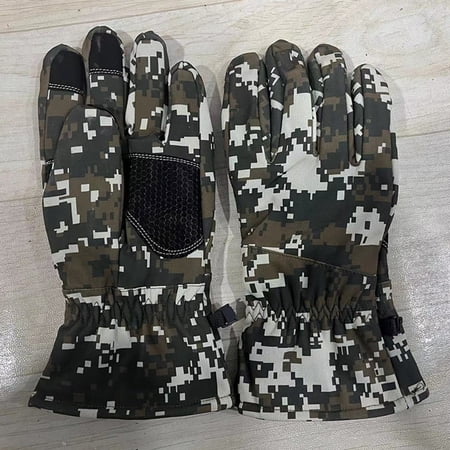 Tactical Camouflage Winter Gloves for Men - Fleece Lined Windproof Waterproof Touchscreen Compatible for Outdoor Skiing & Cycling Hunting Camouflage