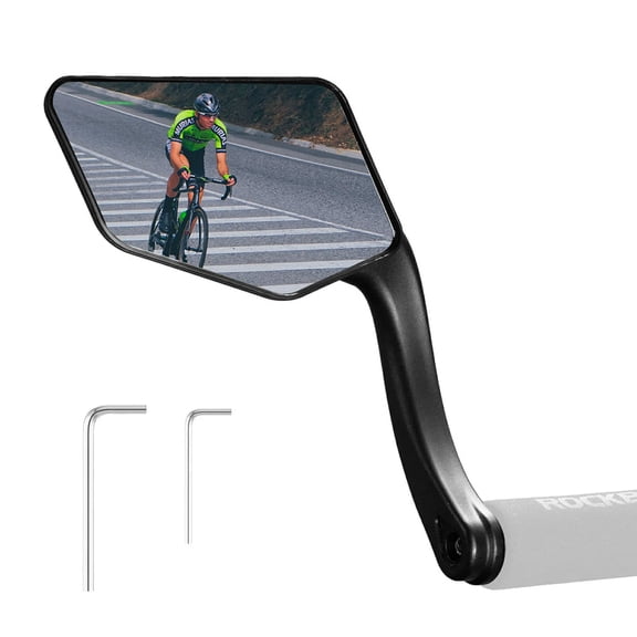 ROCKBROS Bar End Bike Mirror, Handlebar Mount Bicycle Rearview Mirror, 360° Adjustable HD Glass Anti-Shake Mirror Fits MTB Road Bike Ebike Mirrors