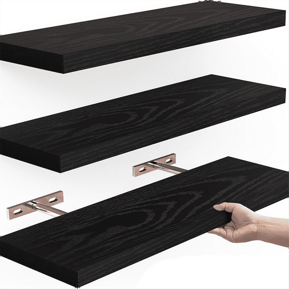 Tablettes Flottantes pour Mur, Tablette Murale en Bois de 16 Po pour Décoration/rangement/exposition de Pièce, pour Chambre, Salle de Bain, Salon, Cuisine, B