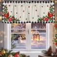 thumbnail image 5 of Christmas Valances for Windows, 54 x 18in, Cardinal Pine Leaf Berry Floral Linen Black Plaid Rod Pocket Kitchen Valance Curtain Light Filtering Window Treatments for Living Room Bedroom, 1 Panel, 5 of 7