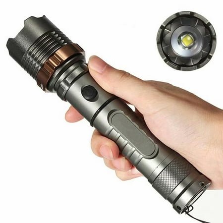 SUNZEO Tactical Flashlight with Rechargeable Battery Super Bright LED, High Lumen, Zoomable, 3 Modes, Water Resistant - Best Camping, Emergency (Best Thrower Flashlight 2019)