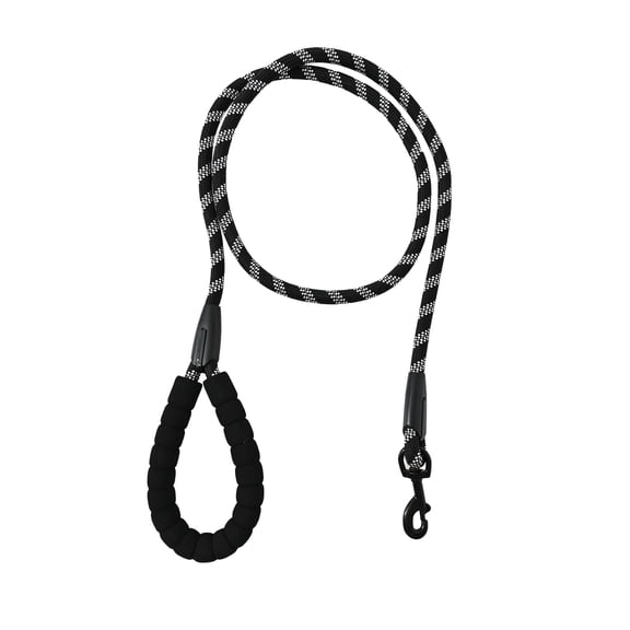 Vibrant Life 6' Padded Handle Reflective Rope Leash, Black and White, M/L