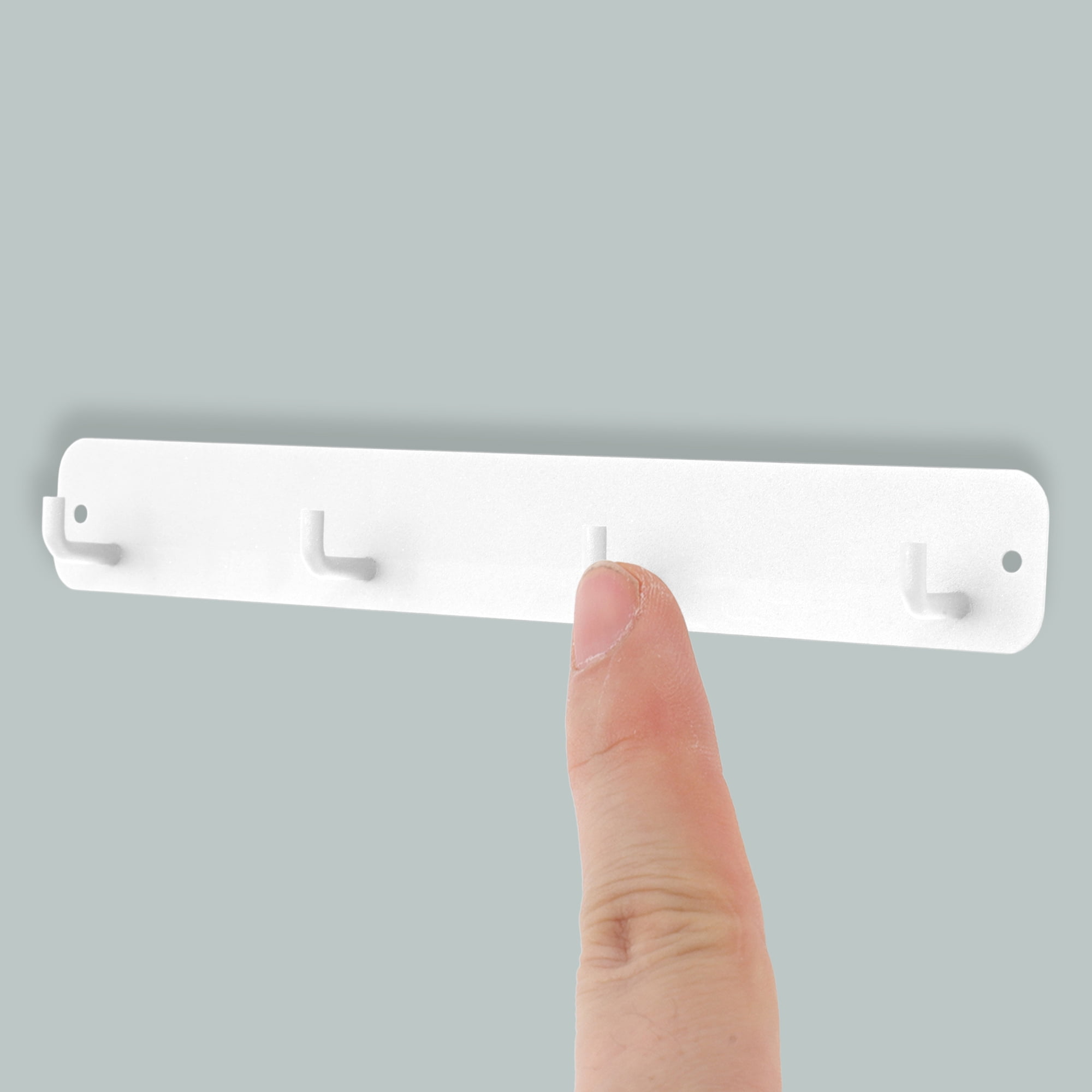 Unique Bargains Coat Rack Wall Mount Hooks for Hanging White 11.02"x1.57"x0.12" 2 Pcs