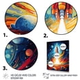thumbnail image 3 of Designart "Stellar Voyage with the Rocketship III" Rocketship Floater Framed Wall Art Living Room, 3 of 7