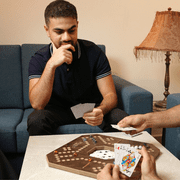 Jackaroo Board Game - 2-4 Player Cards and Marbles Board Game - Marble Chase Game - Carbles Board Game with Cards - Jokers and Marbles Board Game Wooden Board Foldable and Open in The Middle (Walnut)