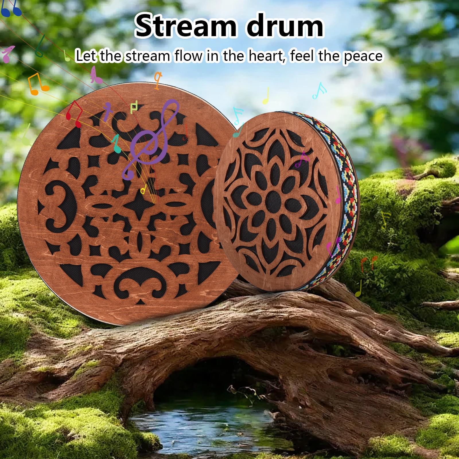 Snare drum,Portable Hand Drum Sound Therapy Water Drum Ethnic Percussion Water Sound Birch Hand Drum Sound Birch Wooden Drum Onomatopoeic Portable Sound Birch Wooden Portable Hand