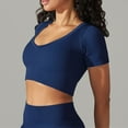thumbnail image 6 of Wyongtao Yoga Crop Tops Fitted Workout Tops Short Sleeve Athletic Sports Shirts for Women,Navy S, 6 of 6