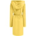 thumbnail image 3 of Maqroz Women Fuzzy Fleece Robe with Hood Long Warm Bathrobe Shawl Collar Long Sleeve Solid Color Spa Robe Winter Pajamas Yellow Large, 3 of 3