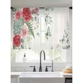thumbnail image 3 of Spring Roses Sheer Curtains 54 Inches Length 2 Panels Set, Window Sheer Curtains for Living Room/Bedroom, Garden Botanical Leaves Butterflies Light Filtering Rod Pocket Curtain 52''x54''x2, 3 of 8