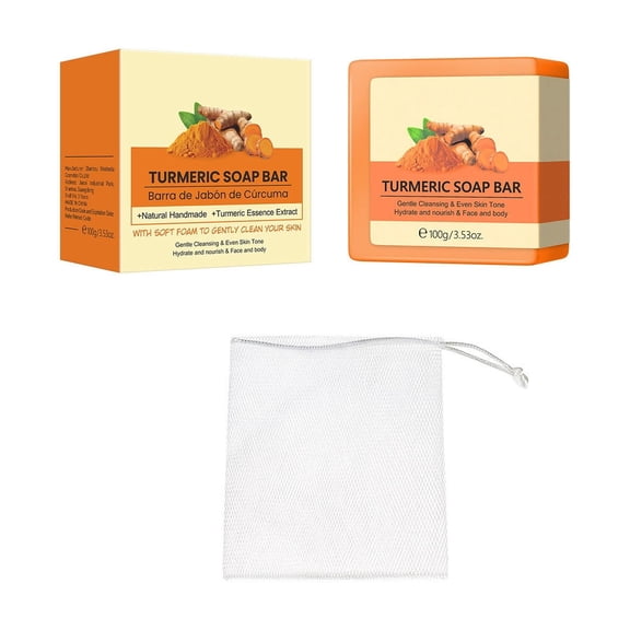 Turmeric Soap for Spots Remover-Honey Lemon Turmeric Kojic Soap Bar for Face and Body, Organic Daily Use Skin Care Soaps, Deep Cleansing Moisturizing, Handmade Soaps for All Skin Types