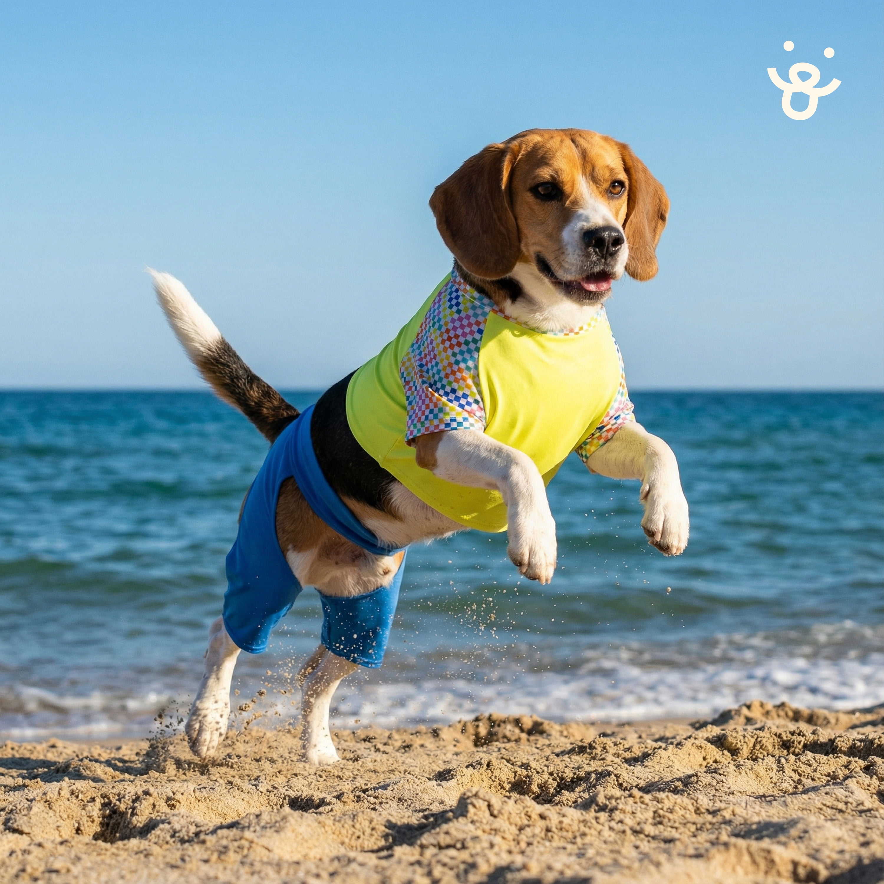 Oodles Green Lightning Bolt Spring 2-Piece Dog Swimsuit, Medium