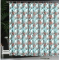 thumbnail image 3 of Ambesonne Tropical Shower Curtain, Banana Palm Leaves Stripes, 69"Wx70"L, Burnt Sienna Seafoam and Blue, 3 of 4