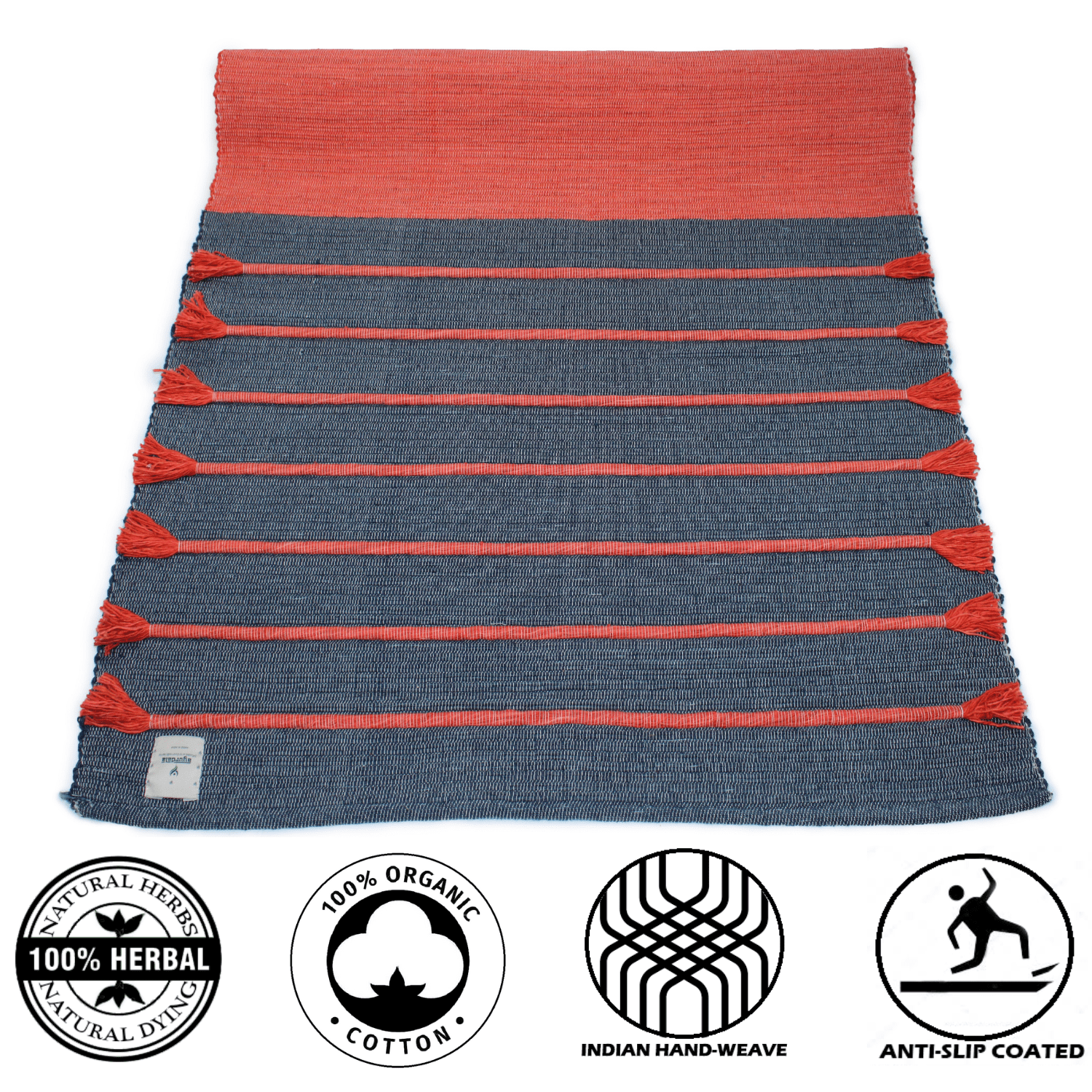 Ayurdala Natural Herbs infused Organic Cotton Yoga Mat |Hand-Woven |Anti Slip Back| 5mm