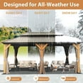 thumbnail image 2 of Domi 12x20 ft Wood Gazebo, Cedar Wood Frame Hardtop Gazebo with Galvanized Steel Double Roof, Outdoor Gazebo with Netting and Curtains, Patio Gazebo Pergola Pavilion for Patio, Backyard, Deck, Lawns, 2 of 8