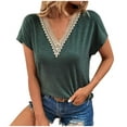 thumbnail image 2 of lmcalzta V Neck T Shirts for Women Summer Tops Stretch Comfy Basic Tees Solid Color S-3xl, 2 of 9