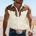 thumbnail image 2 of IWRICH Western Sleeveless Shirts for Men Plus Size Collared Button down Tank Tops Cowboys Fashion Casual Tops Beige XXL, 2 of 4
