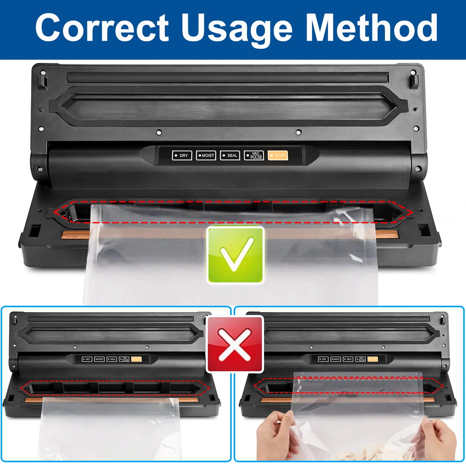 Food Vacuum Sealer Machine, Auto&Manual Food Sealer with 2 Rolls Food Vacuum Sealer Bags for Food Preservation, Food Storage Saver Dry & Moist Food Modes, Built-in Cutter, LED Indicato