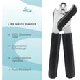 thumbnail image 2 of Slip Resistant Stainless Steel Manual Can Opener,   for Smooth Edge Cuts, Easily Open Cans,  Handles with Easy to Turn Knob, Built-In Bottle Openers, Pitch Black, 2 of 5
