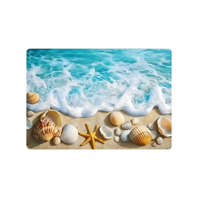 Coastal Summer Beach Themed Non Floor Rug Mat For Indoor Outdoor Entryway Balcony Bathroom And Front Door Welcome