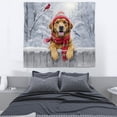 thumbnail image 3 of Playful Chesapeake Bay Retriever Welcomes Winter Snowy Day with Cardinal Bird Tapestry Chessie Dog Lover Wall Hanging Backdrop Home Decor - 2017, 3 of 5