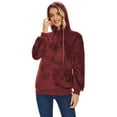 thumbnail image 4 of Spencer Womens Faux Sherpa Fuzzy Fleece Sweatshirt Loose Winter Warm Pullover Half Zip Oversized Hoodies with Pockets, Size M-3XL, 4 of 10