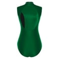 thumbnail image 2 of Choomomo Women One Piece Shiny Rhinestone Athletic Gymnastics Leotards Color Block Figure Ice Skating Costume Green M, 2 of 6