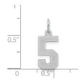 thumbnail image 5 of Auriga Fine Jewelry 925 Sterling Silver Satin Number 5 Charm Pendant for Women (L- 19mm, W- 7mm), 5 of 6