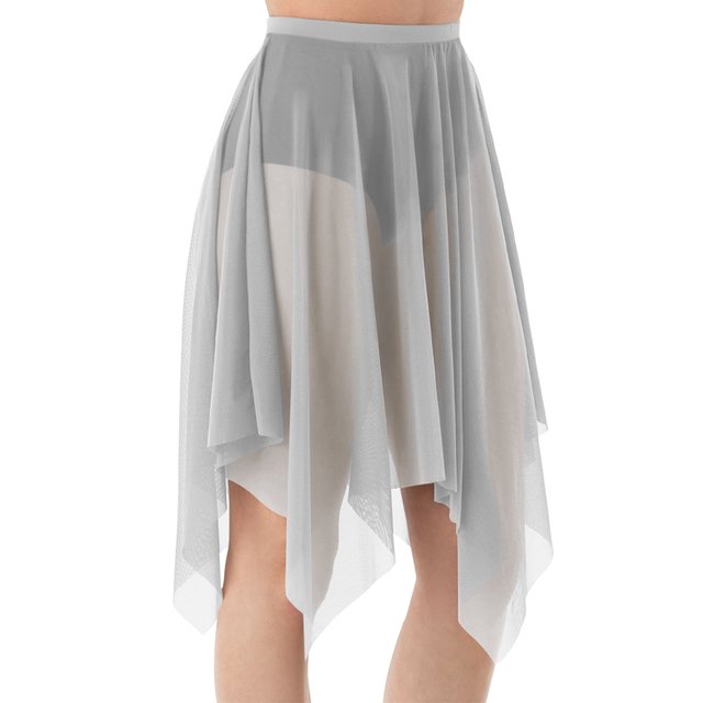 CHUANK Handkerchief Hem Mesh Wraps Ballet Classwear Dance Skirt Competition Performance Clothes with Elastic Waistband