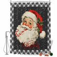 thumbnail image 2 of Christmas Santa Claus Shower Curtains for Bathroom, Winter Xmas Holly Leaf Snowy Black Waterproof Fabric Shower Curtain, Decorative Bathroom Curtain for Bathtub, 72"x84", No Hooks Included, 2 of 9