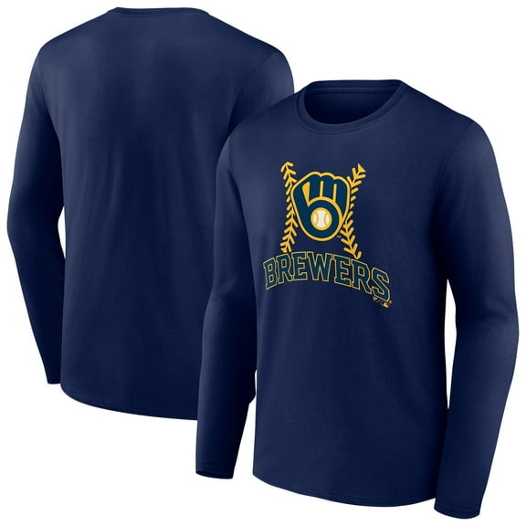 Men's Navy Milwaukee Brewers Fastball Long Sleeve T-Shirt