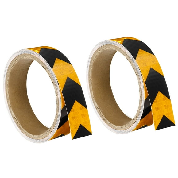 Unique Bargains Reflective Tape, 2 Roll 10 ft x 1-inch Adhesive High Visibility Safety Tape Reflector, Arrow Yellow Black