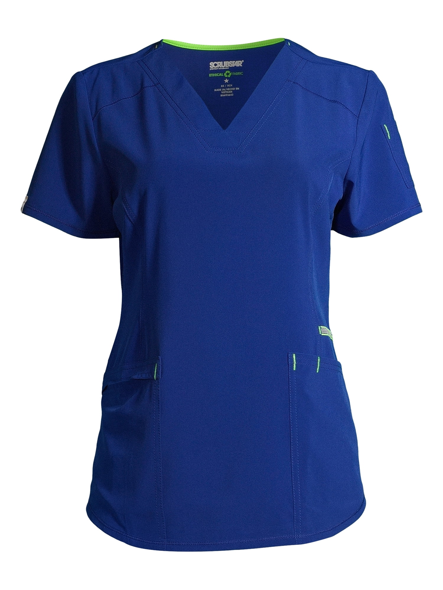 Scrubstar Women's Seasonal Solid Contrast V-Neck Scrub Top