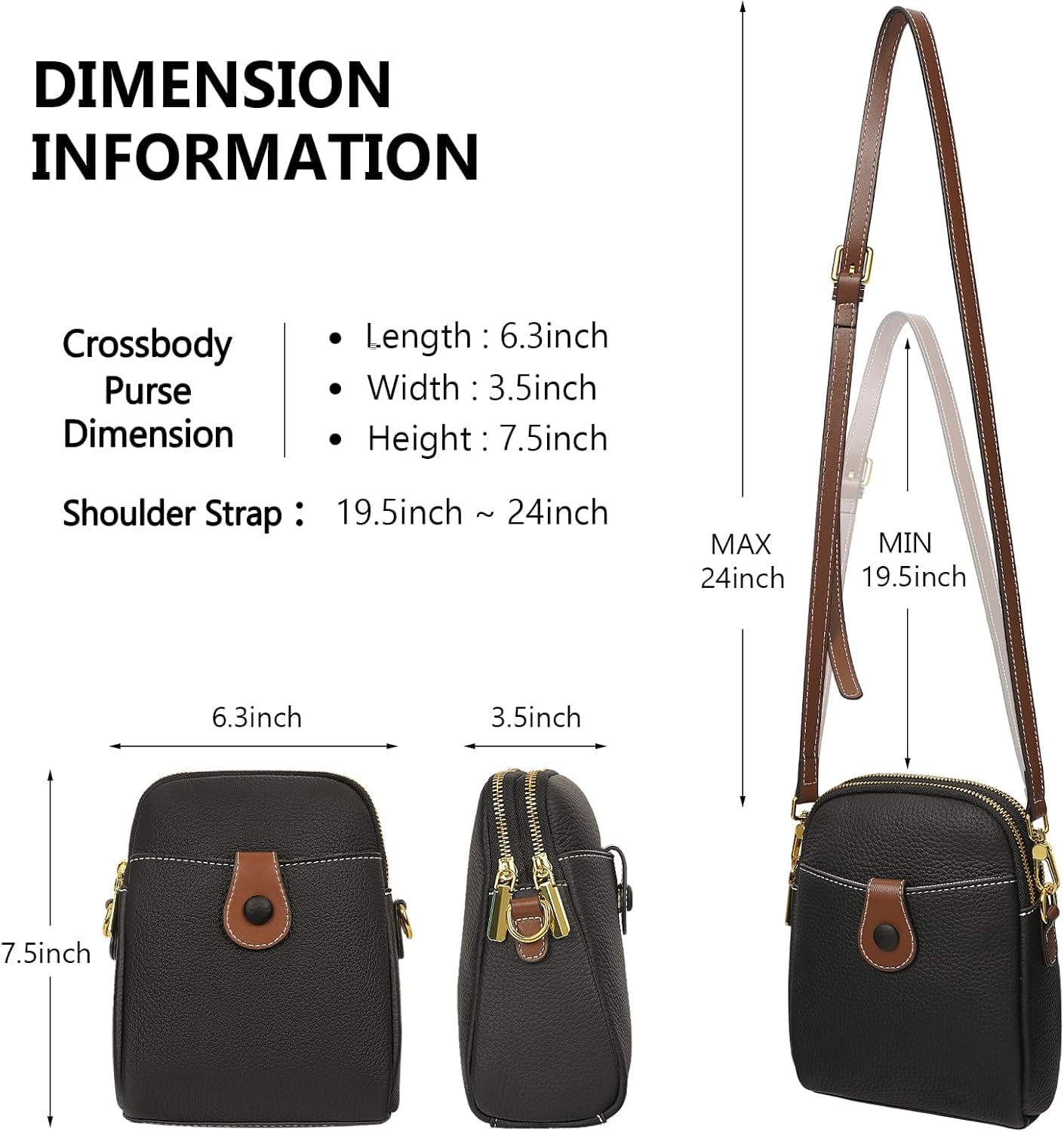 Small Crossbody Bags For Women, Genuine Leather Small Crossbody Purses For Women Cell Phone Crossbody Wallet Purses
