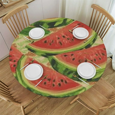 

Tllo0ord Pineapple and Watermelon Round Tablecloth Fitted Table Cover Washable Table Cloth for Kitchen Dinner Table Party Picnicn 46 -50