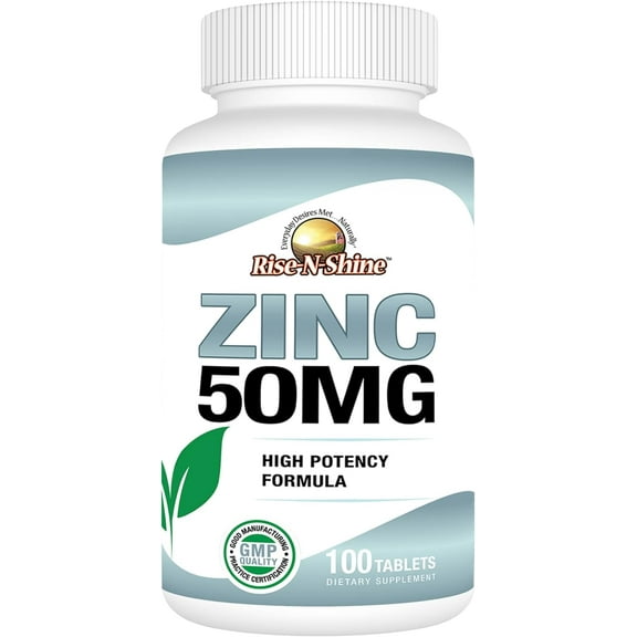 Zinc 50 MG Immune System Support - Vegan, 100 Tablets - 100 Day Supply