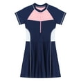 thumbnail image 4 of vastwit Kids Girls One Piece Swimsuit Short Sleeve Swim Dress Summer Pool Beach Swimwear Sundress Dark Blue 3-4, 4 of 7