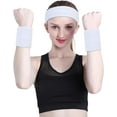 thumbnail image 5 of Minzimin Sweatband Set Sports Headband Wristband Set Sweatbands Terry Cloth Wristband Wrist Sweatband Headbands Moisture Wicking Sweat Absorbing Head Band, 5 of 7